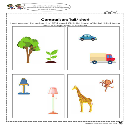 Tall and short comparison worksheet - worksheetspack