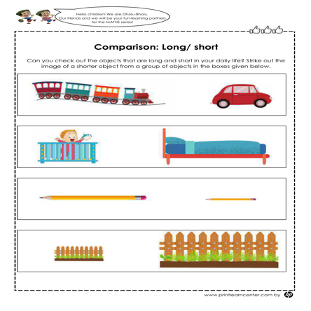 Length Comparison Worksheet: Long or Short? (Color)